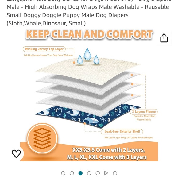 Lang spirit set of three Velcro closure, dog diapers fits small dog - Picture 5 of 6